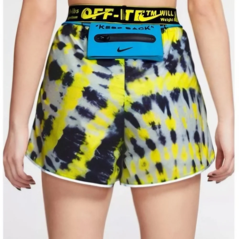 Nike Off-White Nike Off-White Women's Tie-Dye Shorts - Yellow and Blue - Picture 2 of 6